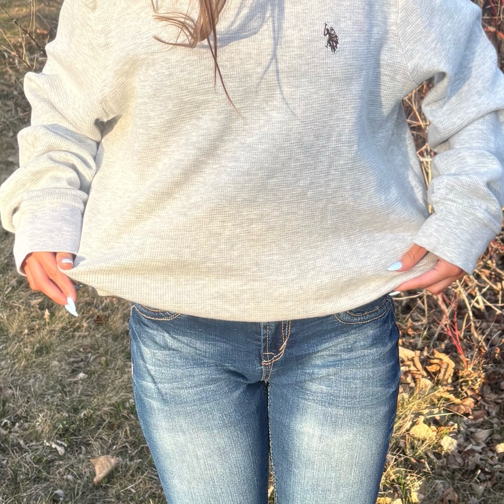 Grey Polo Ralph Lauren Sweatshirt with Embroidered Logo